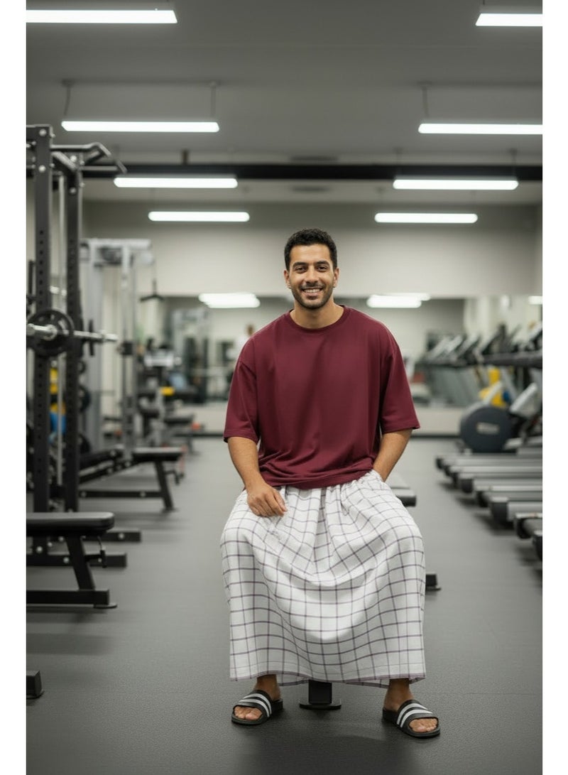 Hero Men's White Izar / Sarong with Elastic Waist & Side Pocket - Comfortable Summer Fouta for Men (Ma'awaz / Suba'iya) - Ideal for Home, Sleep, Athletes, and Prayer - Image 4